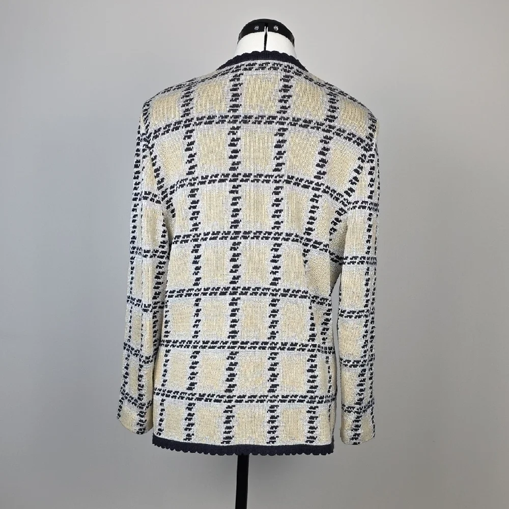Vintage Tricoville Plaid Cardigan Sweater Jacket β Wool Blend, Button Front, 14 - Picture 5 of 8